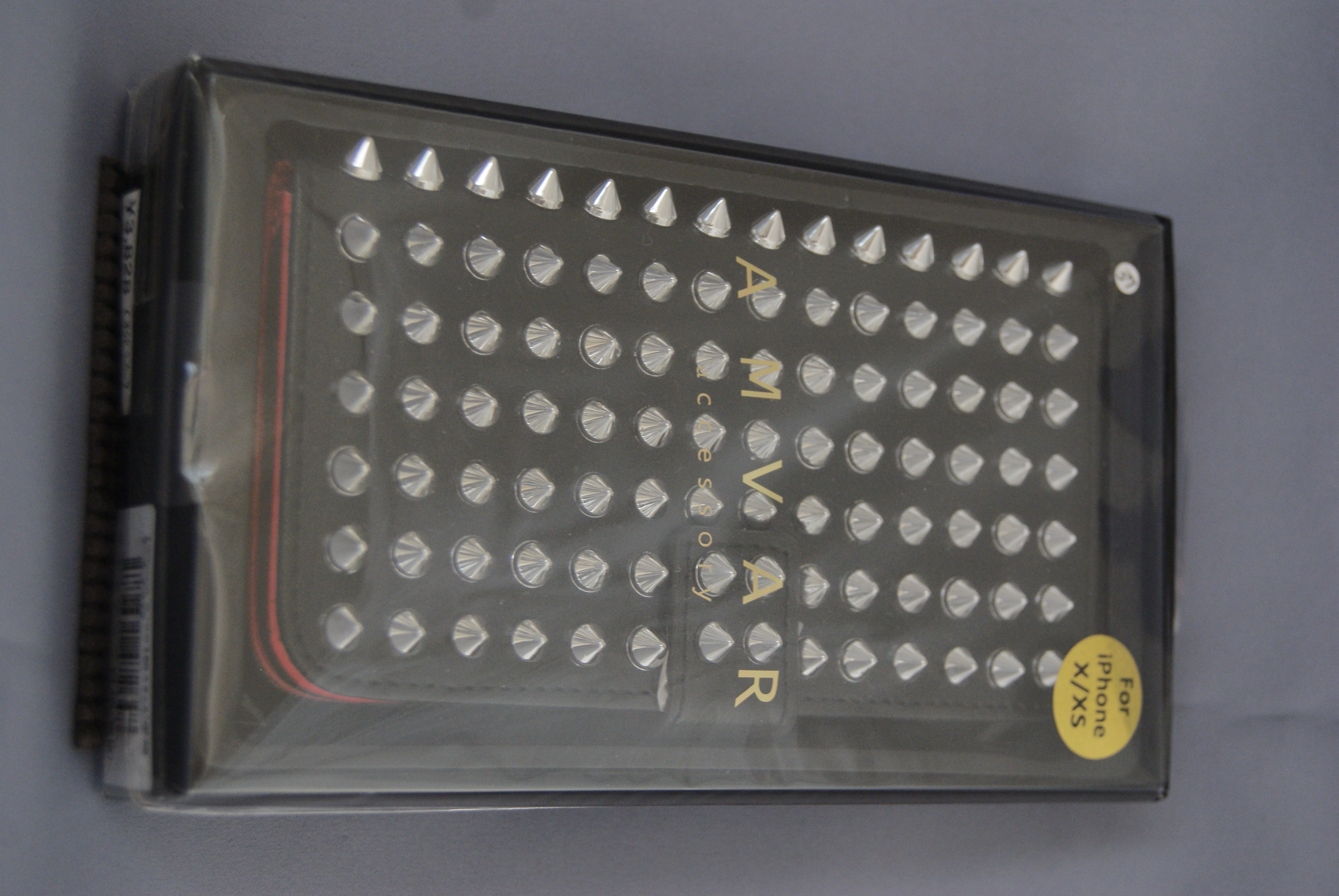 a 【iPhone X/XS】鋲ｽﾀｯｽﾞ手帳ｹｰｽ ﾌﾞﾗｯｸ