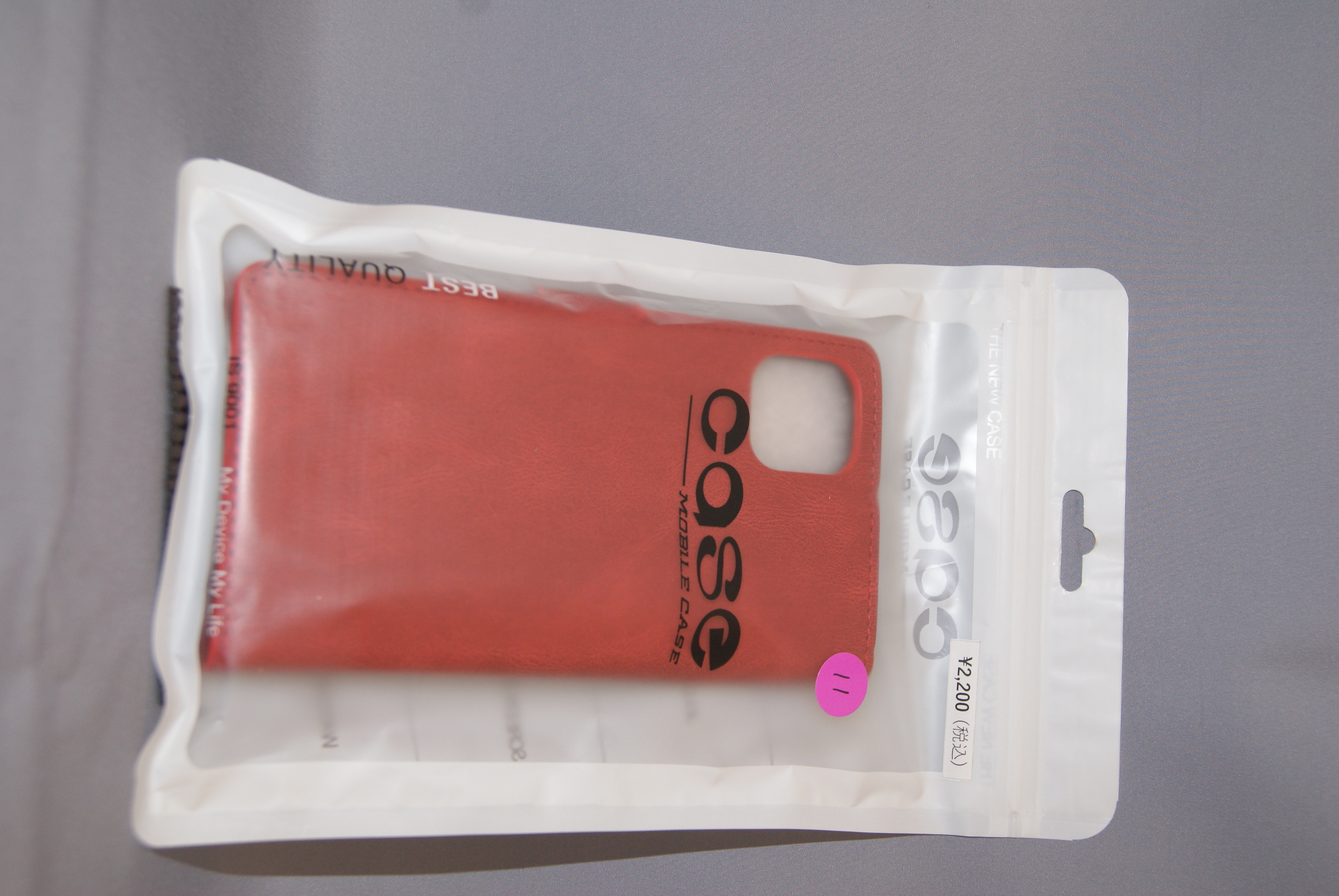 11　手帳型レザーケース　レッド